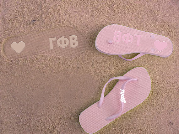 Gamma Phi Beta Flip Flops, With Greek Letter Cutouts