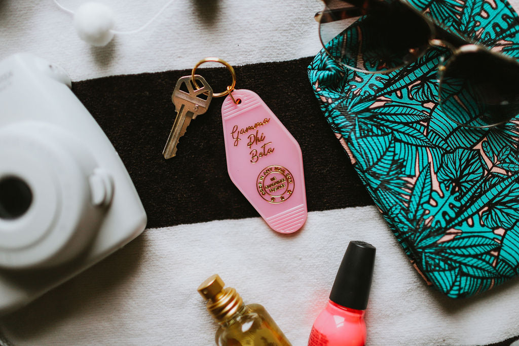 Gamma Phi Beta Vintage Motel Keychain