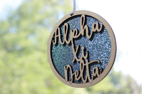 Alpha Xi Delta - Laser Carved Greek Letter Ornament - 3" Round
