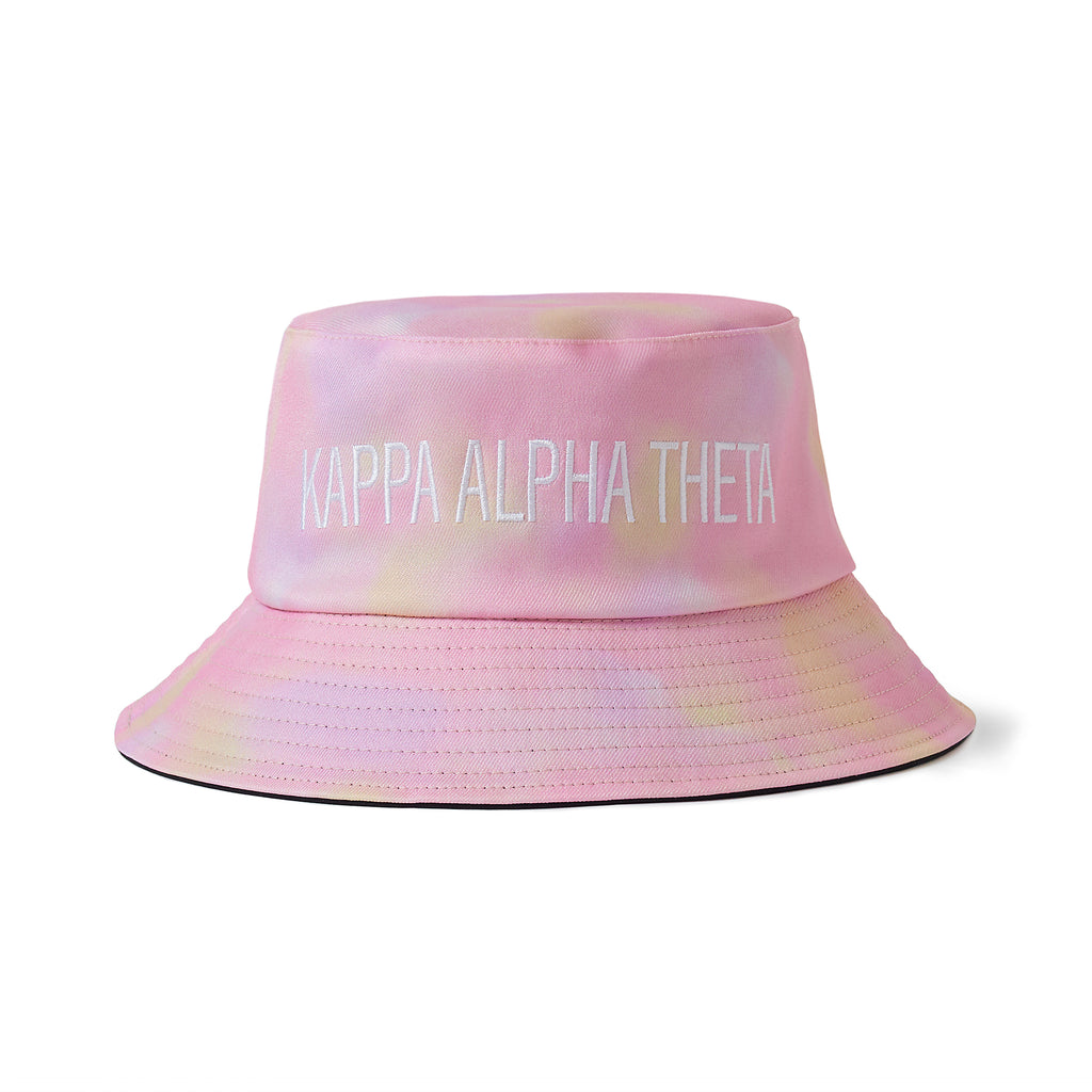 Kappa Alpha Theta Bucket Hat - Tie Dye Bucket Hat- Embroidered Logo