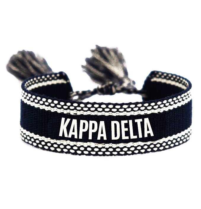 Kappa Delta Woven Bracelet, Black and White Design