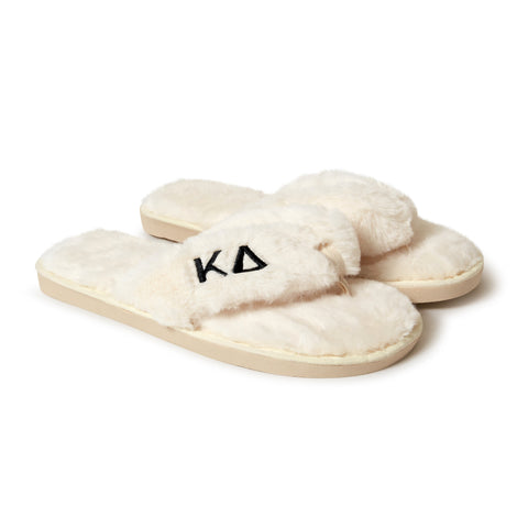 Kappa Delta - Furry Slippers Women - With KD Embroidery Logo
