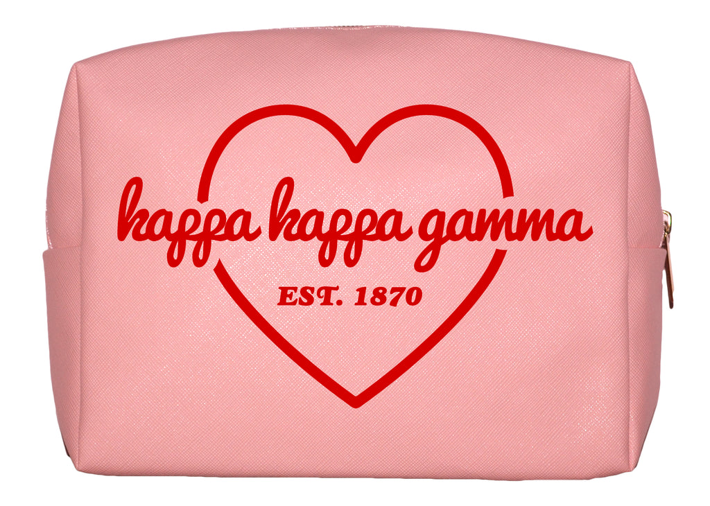 Kappa Kappa Gamma Pink w/Red Heart Makeup Bag