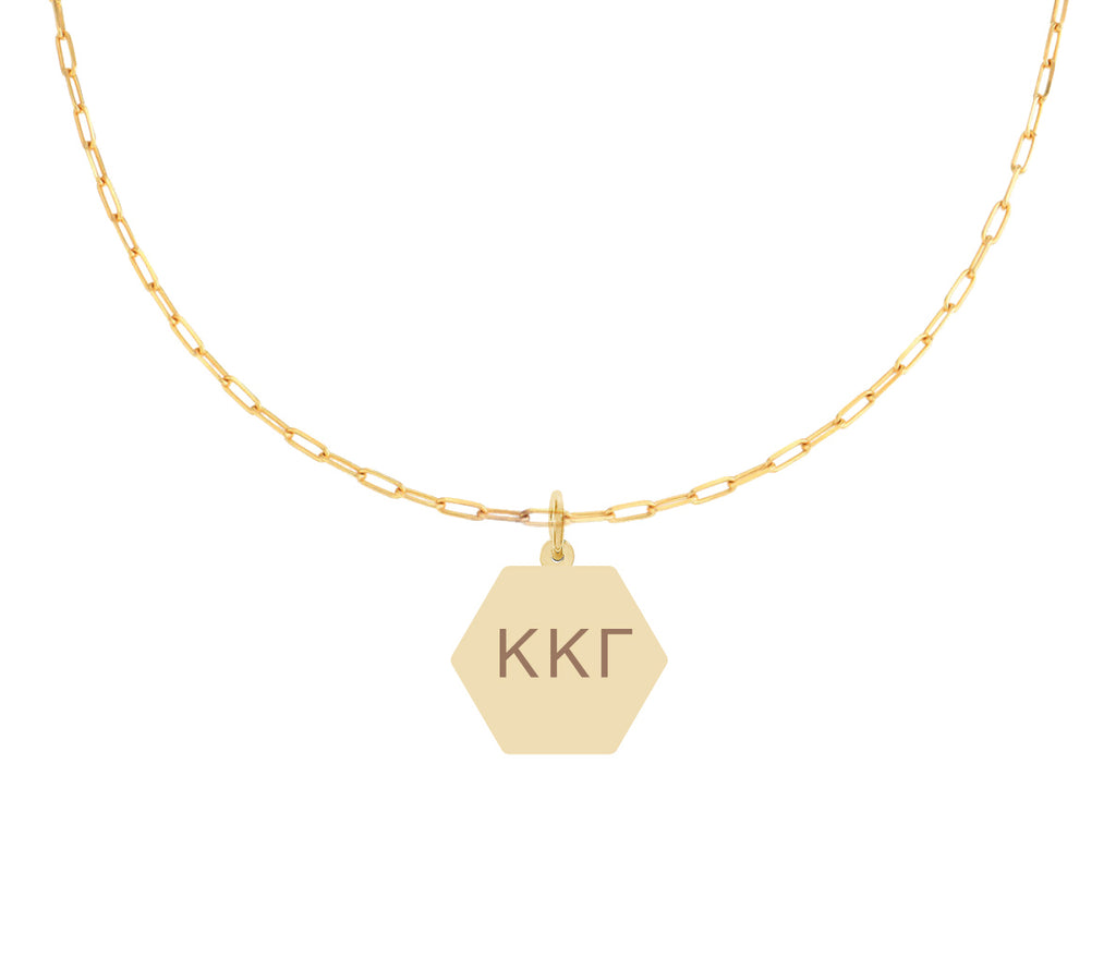 Kappa Kappa Gamma Paperclip Necklace with KKG Sorority Pendant