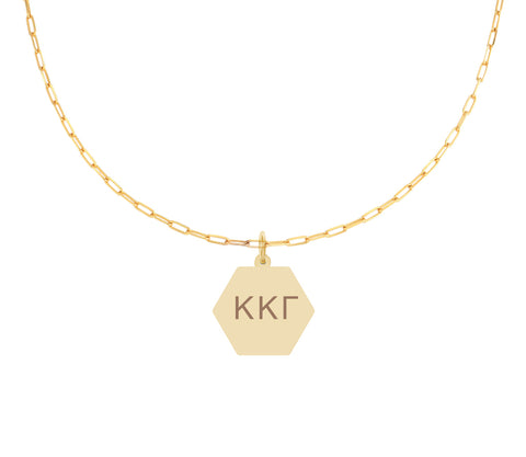 Kappa Kappa Gamma Paperclip Necklace with KKG Sorority Pendant