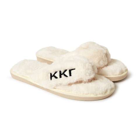 Kappa Kappa Gamma - Furry Slippers Women - With KKG Embroidery Logo