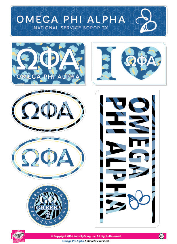 Omega Phi Alpha <br>Animal Print Stickers