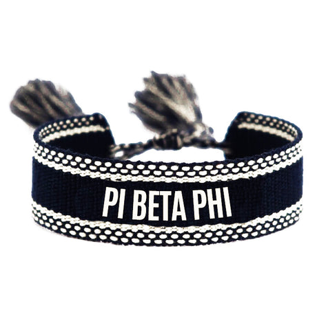 Pi Beta Phi Woven Bracelet, Black and White Design