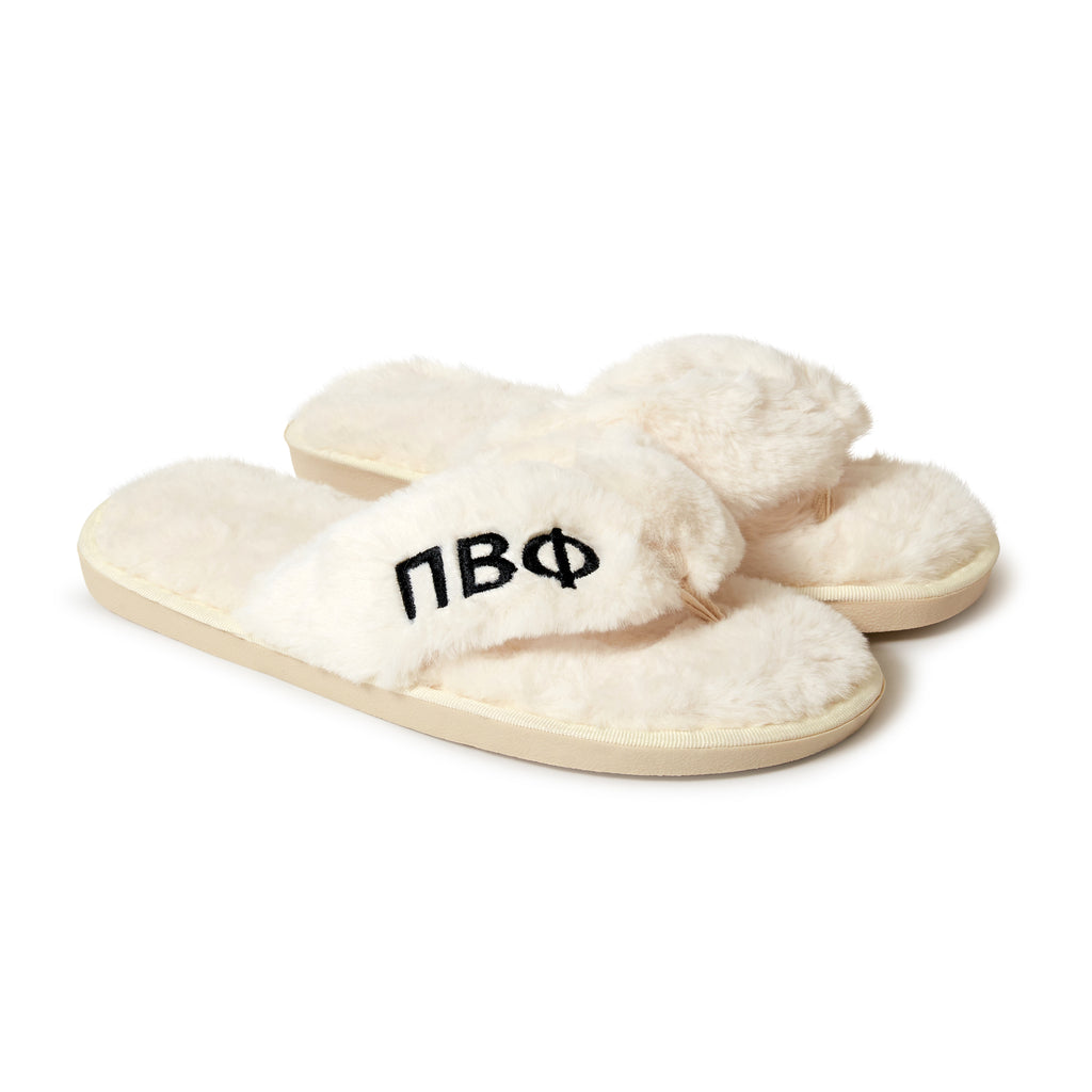 Pi Beta Phi - Furry Slippers Women - With PBP Embroidery Logo