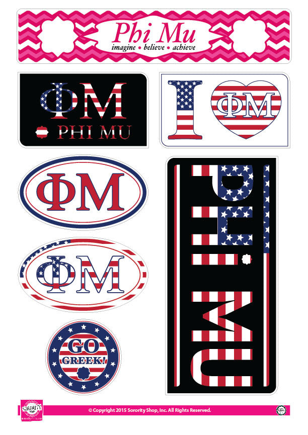 Phi Mu <br> American Stickers