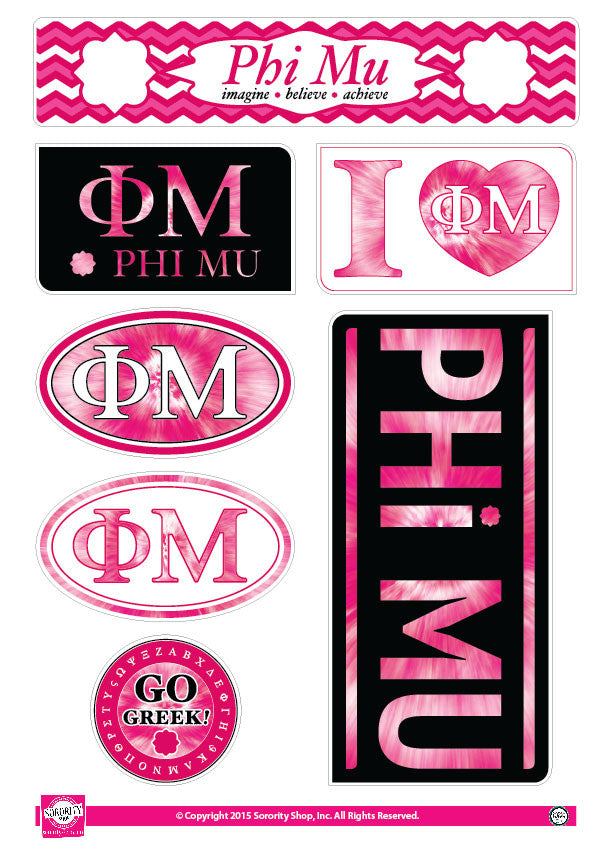 Phi Mu <br> Tie Dye Stickers