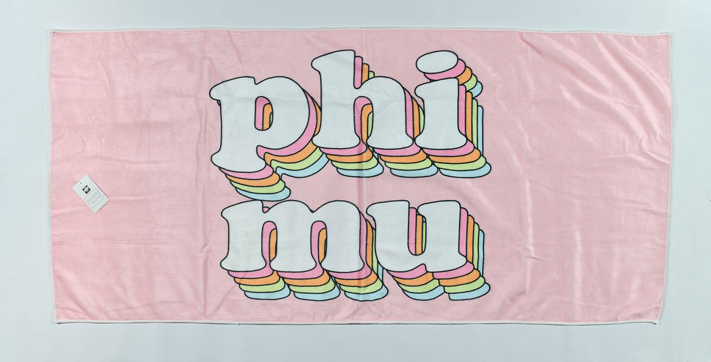 Phi Mu Plush Retro Beach Towel