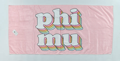 Phi Mu Plush Retro Beach Towel