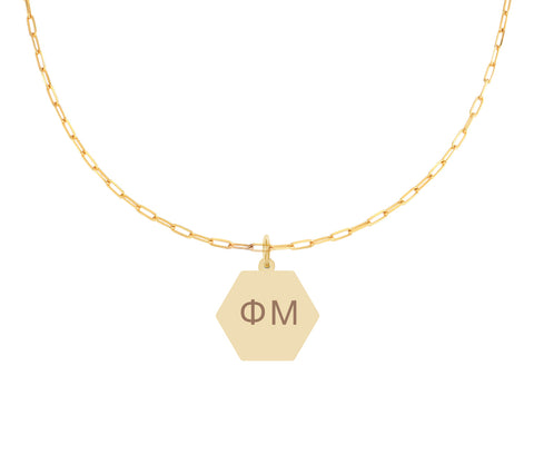 Phi Mu Paperclip Necklace with PM Sorority Pendant