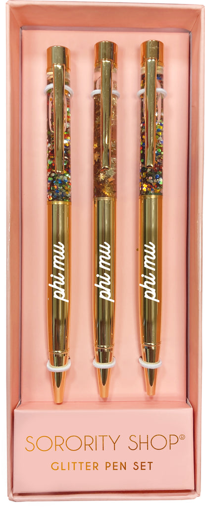 Phi Mu Glitter Pens (Set of 3)