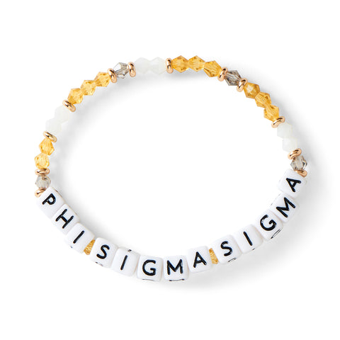 Phi Sigma Sigma Bracelet With Glass Beads and 18K Gold Accent Beads