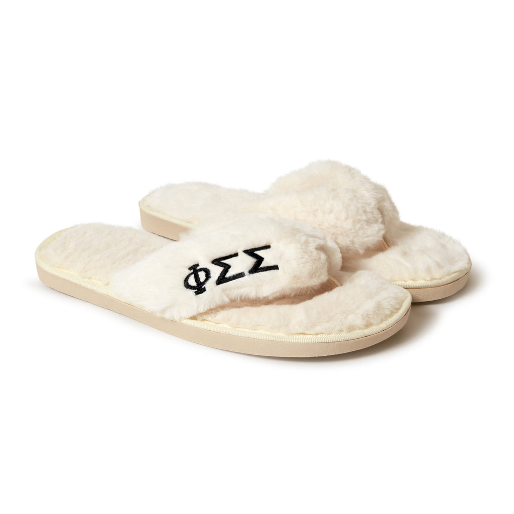 Phi Sigma Sigma - Furry Slippers Women - With PSS Embroidery Logo
