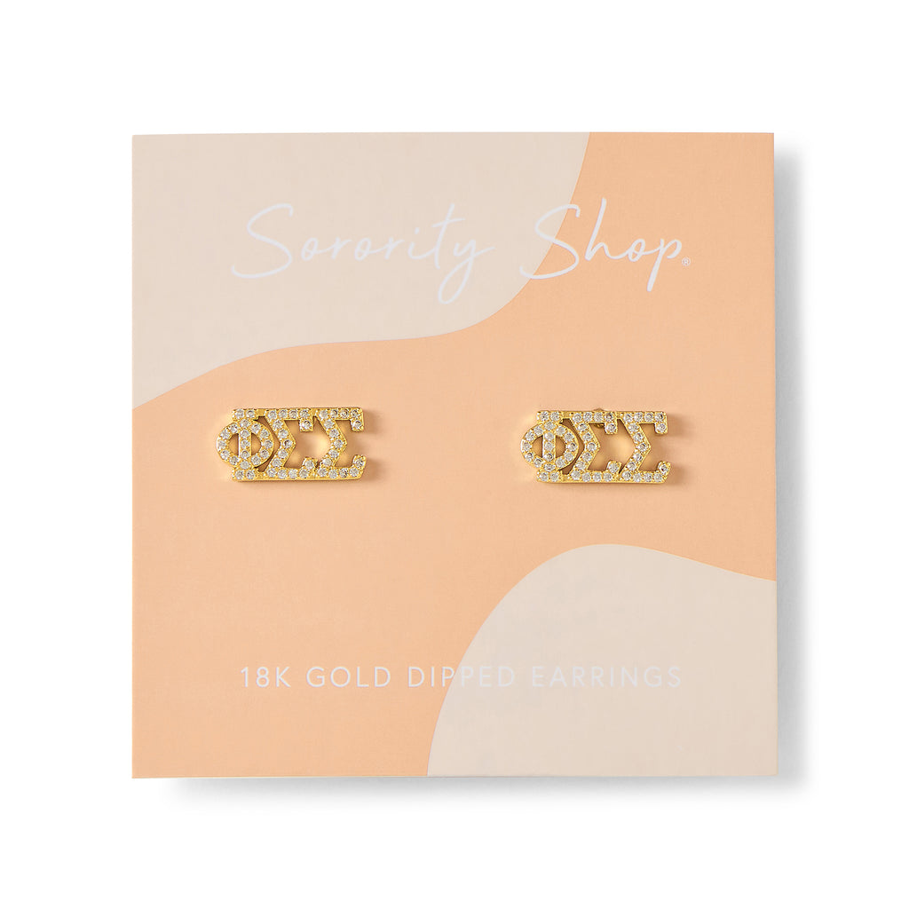 Phi Sigma Sigma 18k Gold Plated Stud Earrings