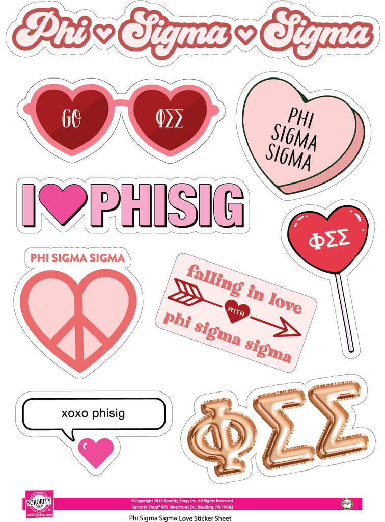 Phi Sigma Sigma- Sticker Sheet- Love Theme