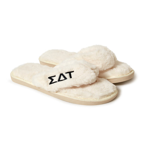 Sigma Delta Tau - Furry Slippers Women - With SDT Embroidery Logo