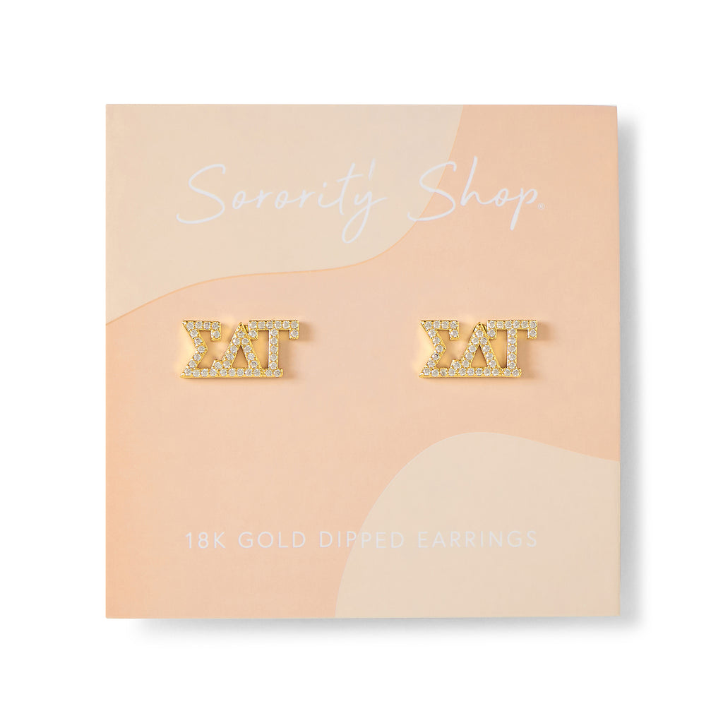 Sigma Delta Tau 18k Gold Plated Stud Earrings
