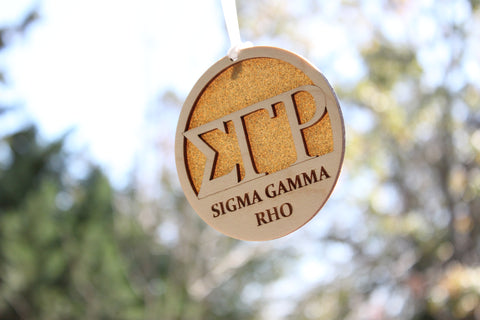 Sigma Gamma Rho - Laser Carved Greek Letter Ornament - 3" Round