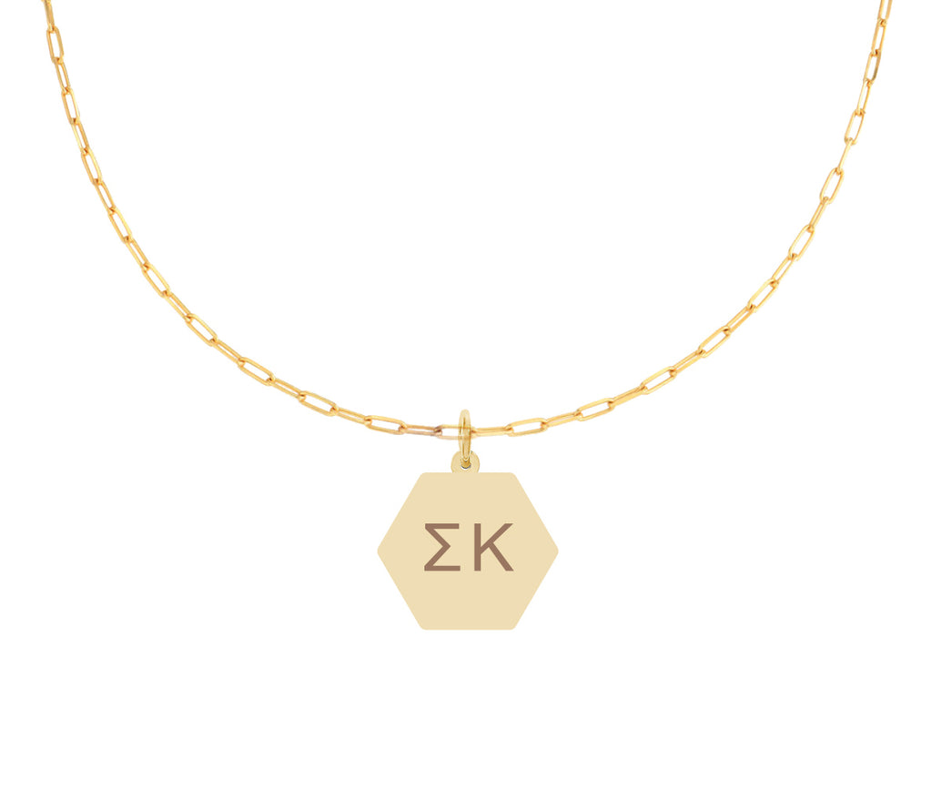 Sigma Kappa Paperclip Necklace with SK Sorority Pendant