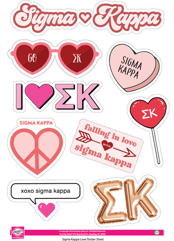 Sigma Kappa- Sticker Sheet- Love Theme