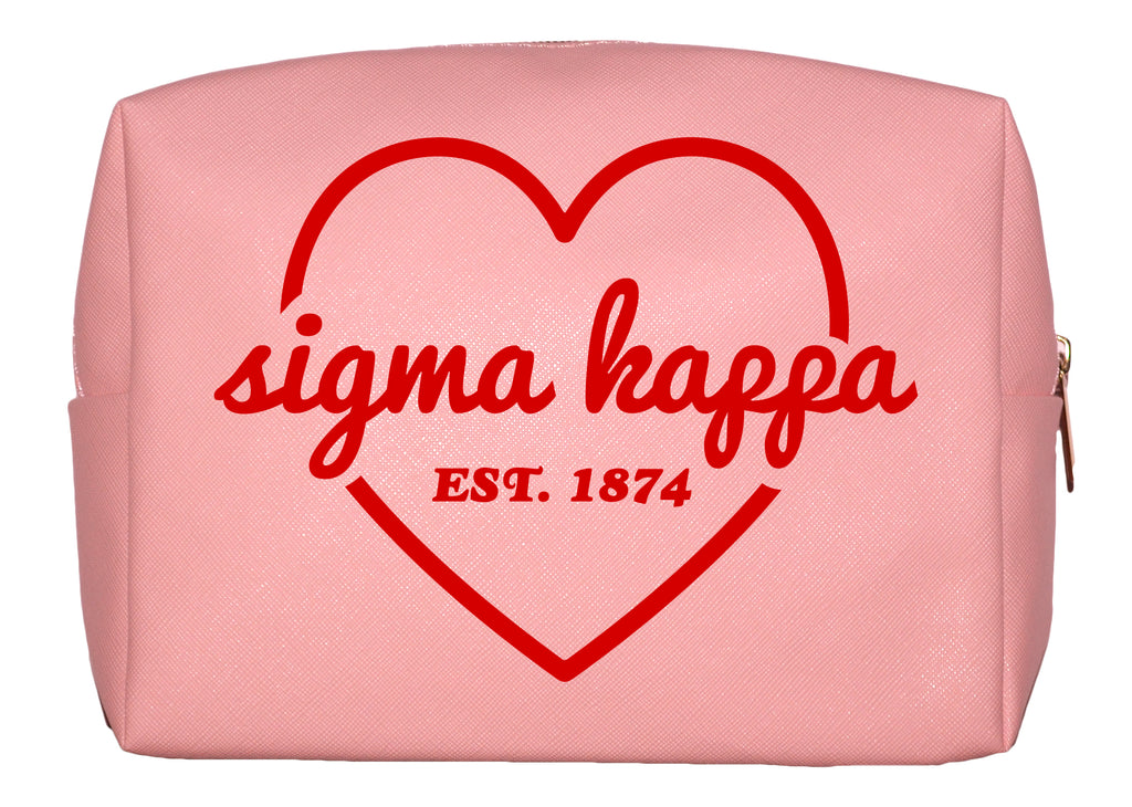 Sigma Kappa Pink w/Red Heart Makeup Bag