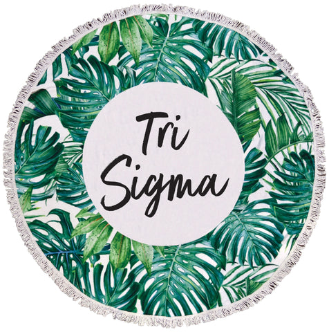 Sigma Sigma Sigma Palm Leaf Fringe Towel Blanket