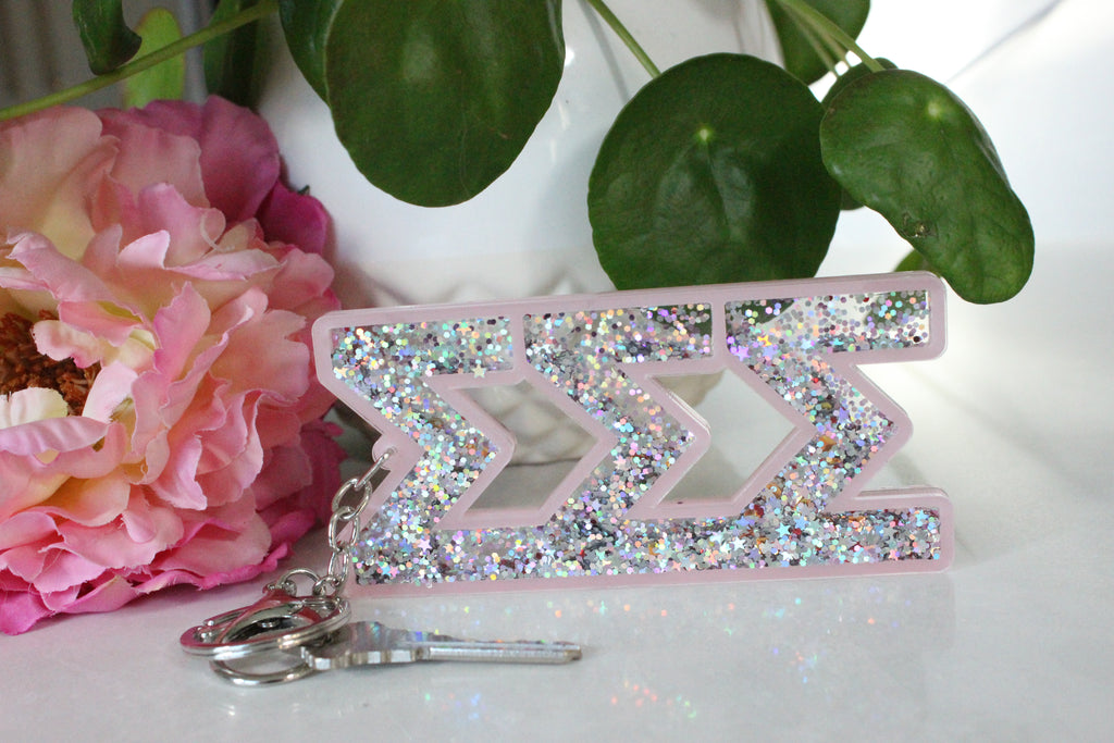 Sigma Sigma Sigma Glitter Sorority Keychain