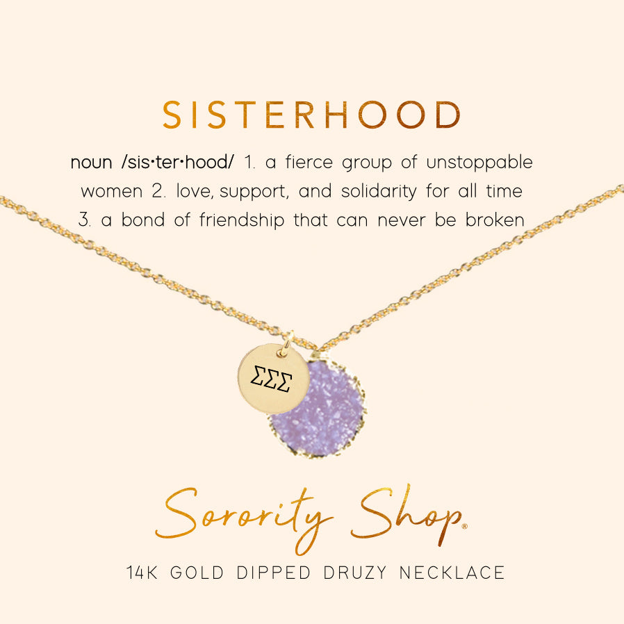 Sigma Sigma Sigma Sisterhood Druzy Necklace