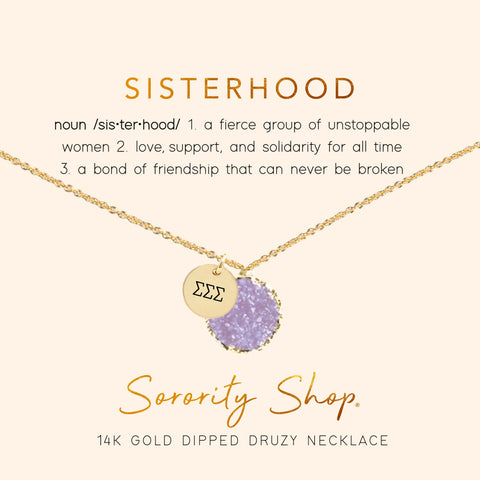 Sigma Sigma Sigma Sisterhood Druzy Necklace