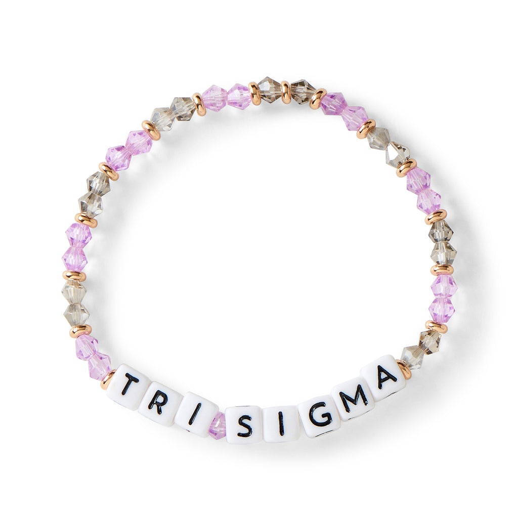 Sigma Sigma Sigma Bracelet With Glass Beads and 18K Gold Accent Beads