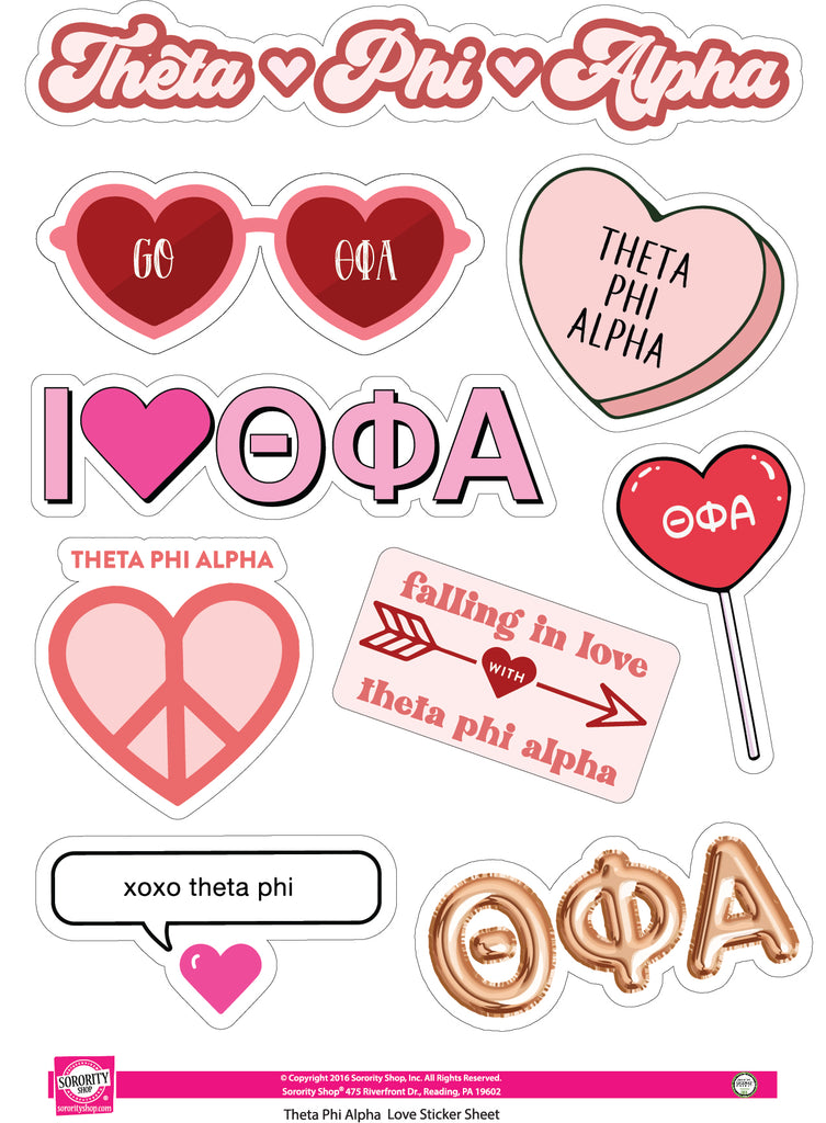 Theta Phi Alpha- Sticker Sheet- Love Theme