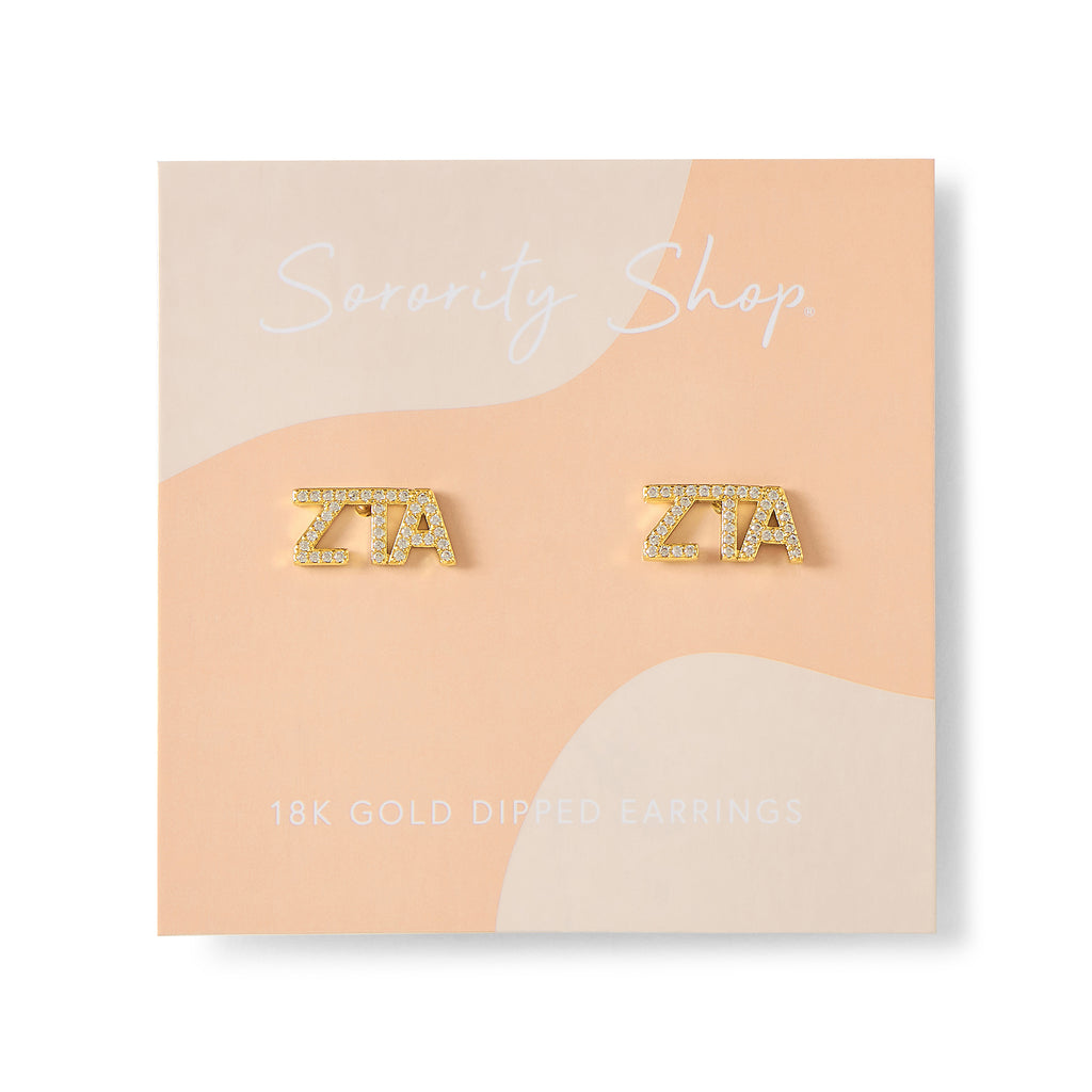 Zeta Tau Alpha 18k Gold Plated Stud Earrings