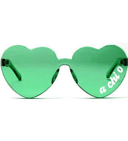Alpha Chi Omega Sunglasses — Heart Shaped Sunglasses Printed With ACO Logo