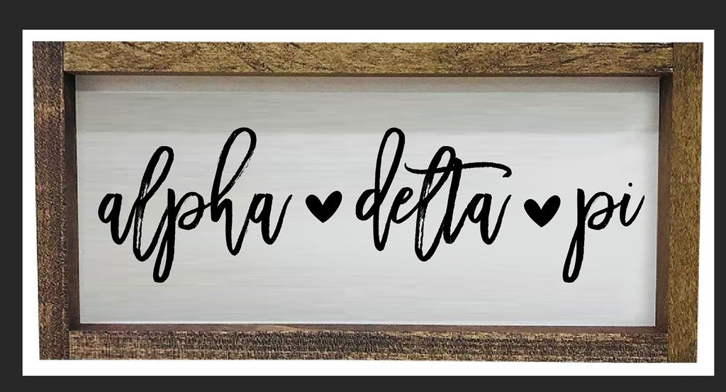 Alpha Delta Pi Script Wooden Sign