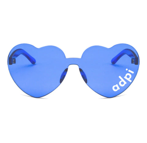 Alpha Delta Pi Sunglasses — Heart Shaped Sunglasses Printed With ADP Logo