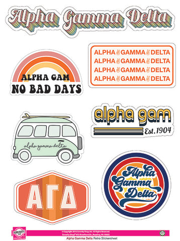 Alpha Gamma Delta Retro Sticker Sheet
