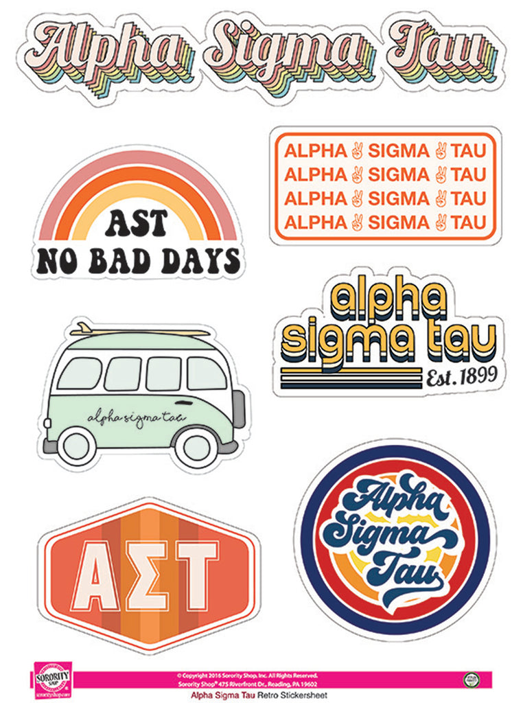 Alpha Sigma Tau Retro Sticker Sheet