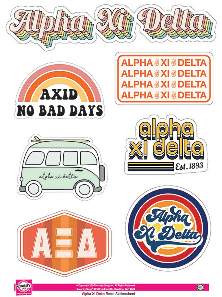 Alpha Xi Delta Retro Sticker Sheet