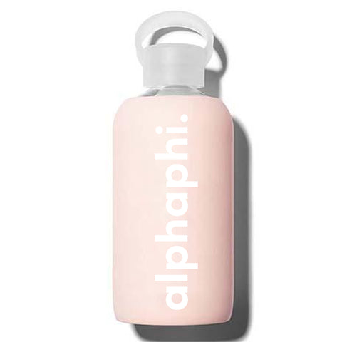 Alpha Phi Glass Water Bottle with Silicone Sleeve