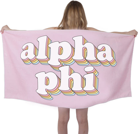 Alpha Phi Plush Retro Beach Towel