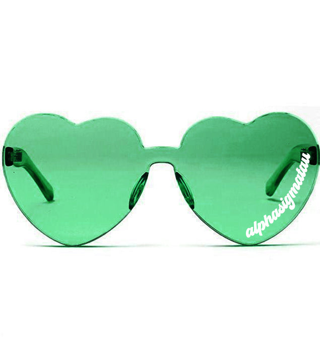 Alpha Sigma Tau Sunglasses — Heart Shaped Sunglasses Printed With AST Logo