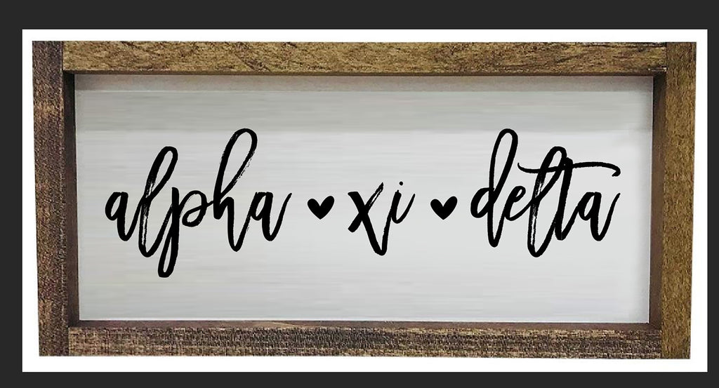 Alpha Xi Delta Script Wooden Sign