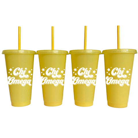 Chi Omega Glitter Color Changing Cup 4-Pack