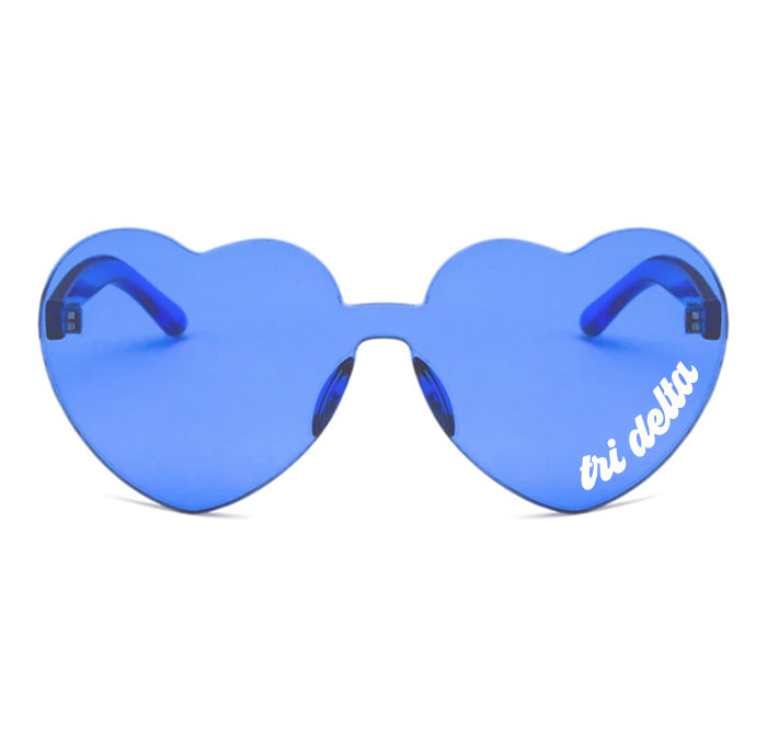 Delta Delta Delta Sunglasses — Heart Shaped Sunglasses Printed With DDD Logo