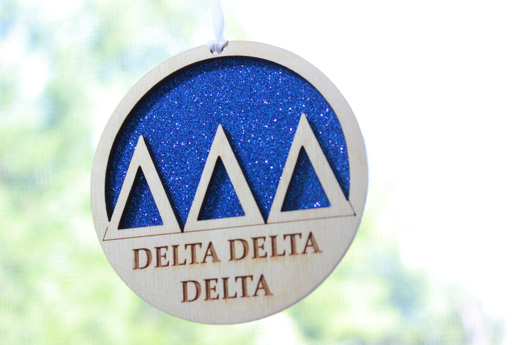 Delta Delta Delta - Laser Carved Greek Letter Ornament - 3" Round