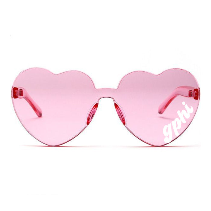 Gamma Phi Beta Sunglasses — Heart Shaped Sunglasses Printed With GPB Logo